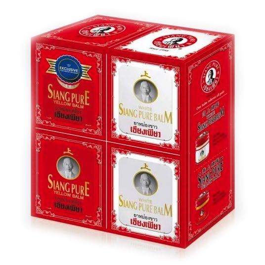 Combo 4 Chai Dầu Cù Là Siang Pure Mix Đỏ Trắng Loại 12g Thái Lan